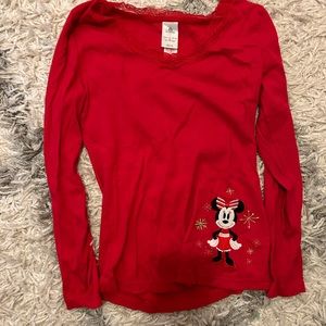 Disney Store Minnie Mouse Christmas Pj Top LIGHTLY USED